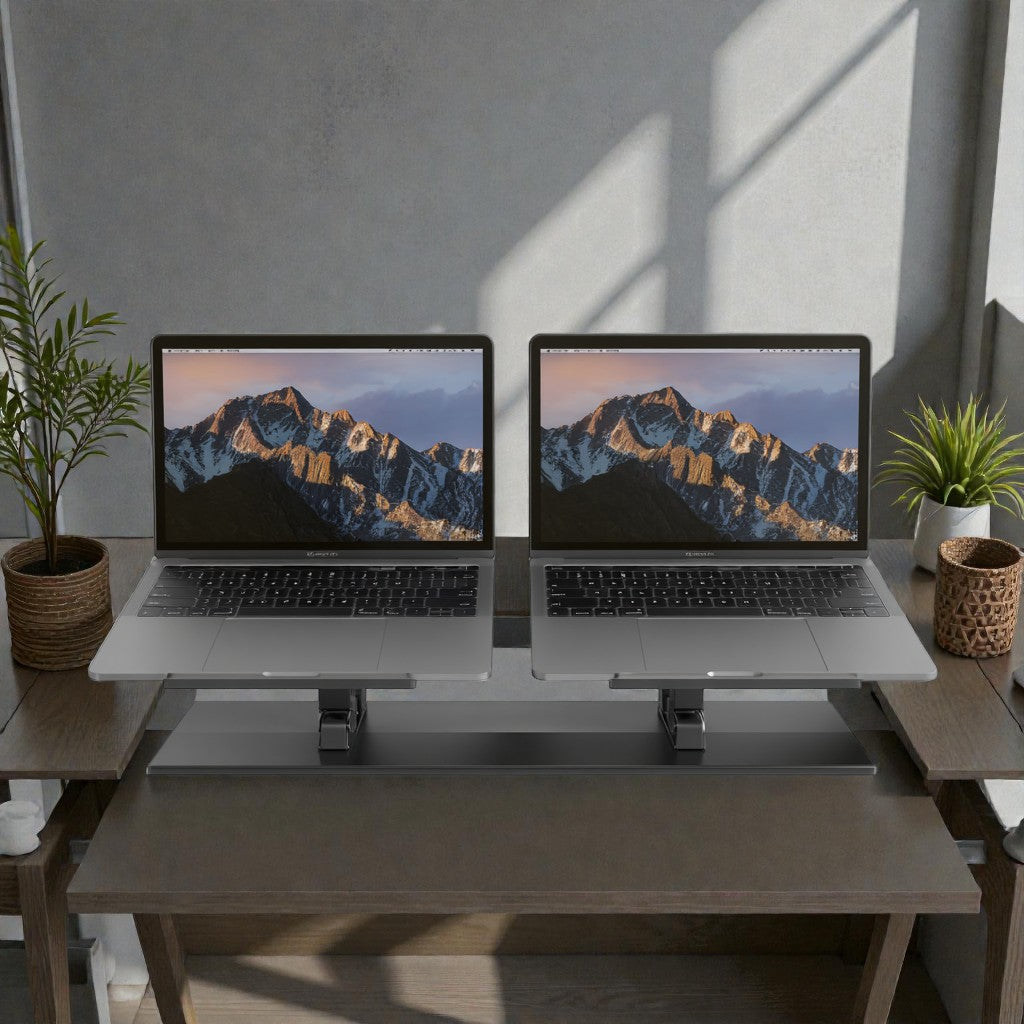 Dual-Slot Vertical Laptop Stand - Space-Saving Desk Organizer