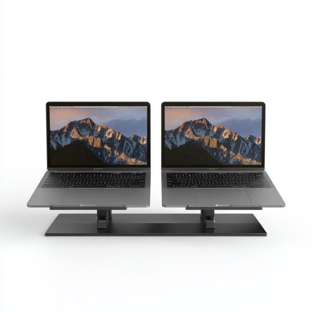 Dual-Slot Vertical Laptop Stand - Space-Saving Desk Organizer