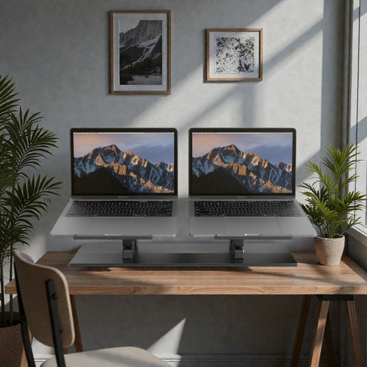 Dual-Slot Vertical Laptop Stand - Space-Saving Desk Organizer