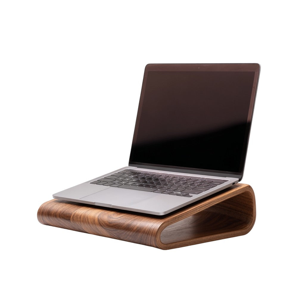 Nordic Walnut Wood Laptop Stand - Handcrafted Aesthetic Elevation