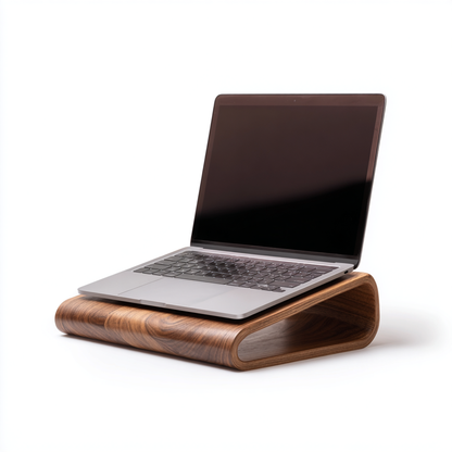 Nordic Walnut Wood Laptop Stand - Handcrafted Aesthetic Elevation